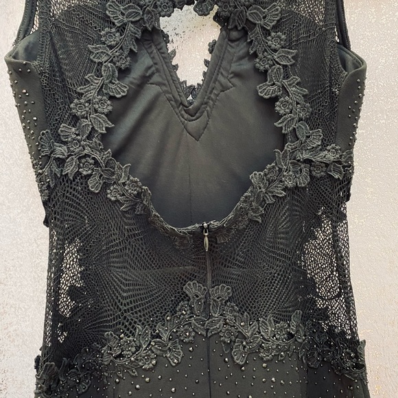 Black Mesh and Lace Rhinestones dress - Picture 2 of 3